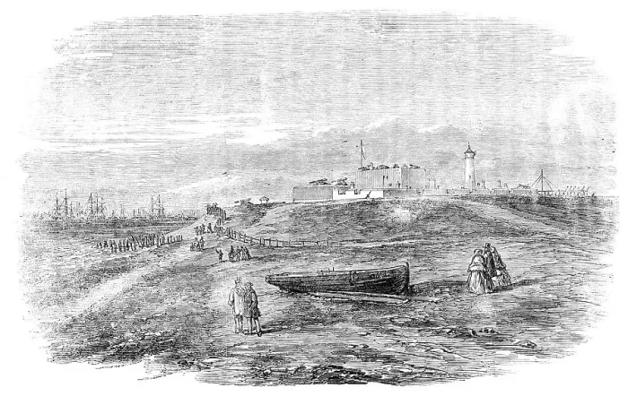 Framed Print : The Grand Naval Review, at Spithead: Southsea Castle, towards Portsmouth, 1856. Creator: Unknown Framed Print : The Grand Naval Review, at Spithead: Southsea Castle, towards Portsmouth, 1856. Creator: Unknown