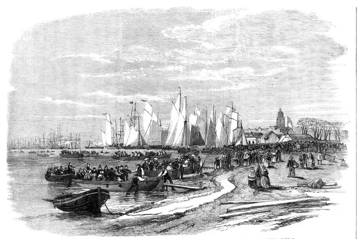 Framed Print : The Grand Naval Review - Yachts taking out Passengers to View the Fleet, sketched from Southsea Comm Creator: Unknown Framed Print : The Grand Naval Review - Yachts taking out Passengers to View the Fleet, sketched from Southsea Comm Creator: Unknown