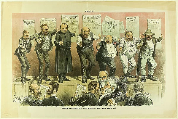 Grand Presidential Auction Sale, from Puck, 1888. Creator: Charles Jay Taylor