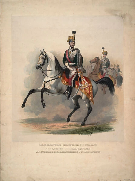 Grand Prince Alexander Nikolayevich as colonel-in-chief of the Austrian 4th Hussar Regiment, 1845