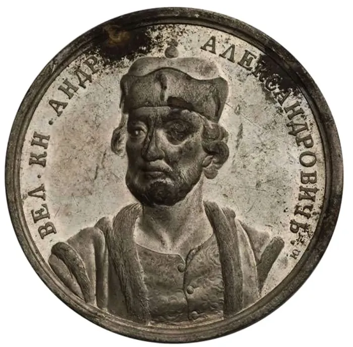 Framed Print : Grand Prince Andrey III Alexandrovich (from the Historical Medal Series), 18th century. Artist: Judin, Samuel (Samoila) (1730-?) Framed Print : Grand Prince Andrey III Alexandrovich (from the Historical Medal Series), 18th century. Artist: Judin, Samuel (Samoila) (1730-?)