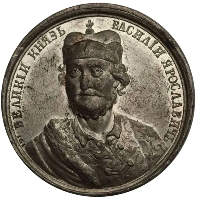 Framed Print : Grand Prince Vasily Yaroslavich (from the Historical Medal Series), 18th century. Artist: Jaeger, Johann Caspar (1744-1808) Framed Print : Grand Prince Vasily Yaroslavich (from the Historical Medal Series), 18th century. Artist: Jaeger, Johann Caspar (1744-1808)