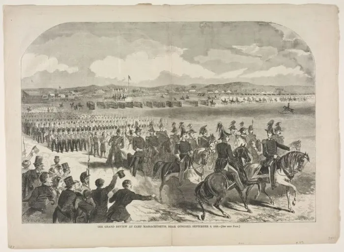 Framed Print : The Grand Review at Camp Massachusetts, near Concord, September 9, 1859, 1859. Creator Framed Print : The Grand Review at Camp Massachusetts, near Concord, September 9, 1859, 1859. Creator