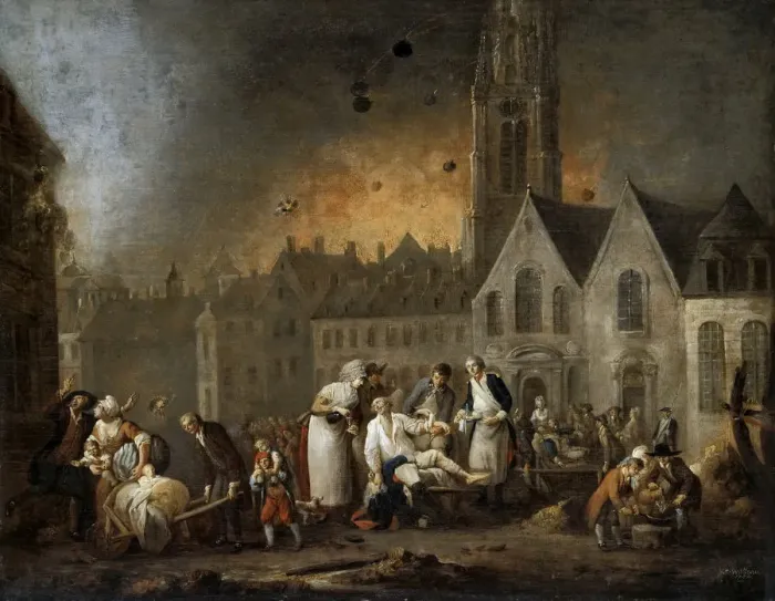 Framed Print : The Grand Square in Lille During the Siege of 1792. Artist: Watteau, Francois-Louis-Joseph (1758-1823) Framed Print : The Grand Square in Lille During the Siege of 1792. Artist: Watteau, Francois-Louis-Joseph (1758-1823)