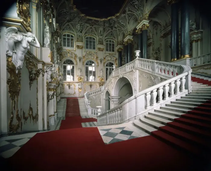 Framed Print : The Grand staircase of the Winter Palace, 1756-1761. Artist: Bartolomeo Francesco Rastrelli Framed Print : The Grand staircase of the Winter Palace, 1756-1761. Artist: Bartolomeo Francesco Rastrelli