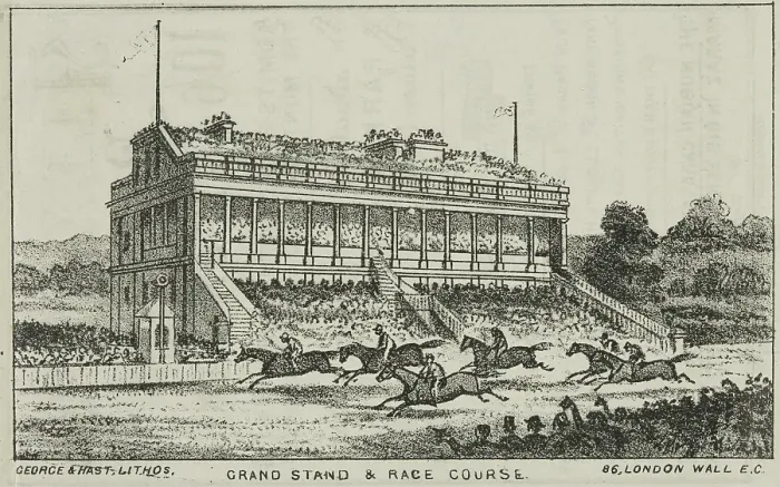 Framed Print : The Grand Stand and Race Course at Alexandra Palace, 19th century. Creator: George & Hast Framed Print : The Grand Stand and Race Course at Alexandra Palace, 19th century. Creator: George & Hast