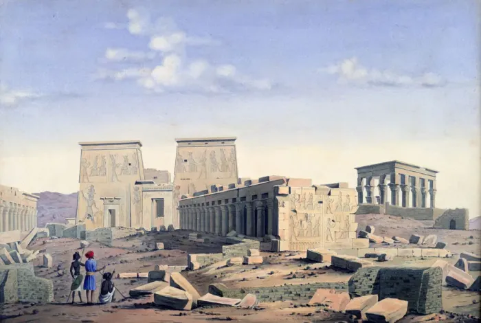 Framed Print : Grand Temple of Isis, c1846. Artist: Louis M. A. Linant de Bellefonds Framed Print : Grand Temple of Isis, c1846. Artist: Louis M. A. Linant de Bellefonds