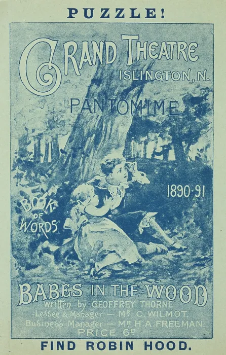 Framed Print : Grand Theatre Pantomime, Babes in the Wood, 1890. Creator: Unknown Framed Print : Grand Theatre Pantomime, Babes in the Wood, 1890. Creator: Unknown