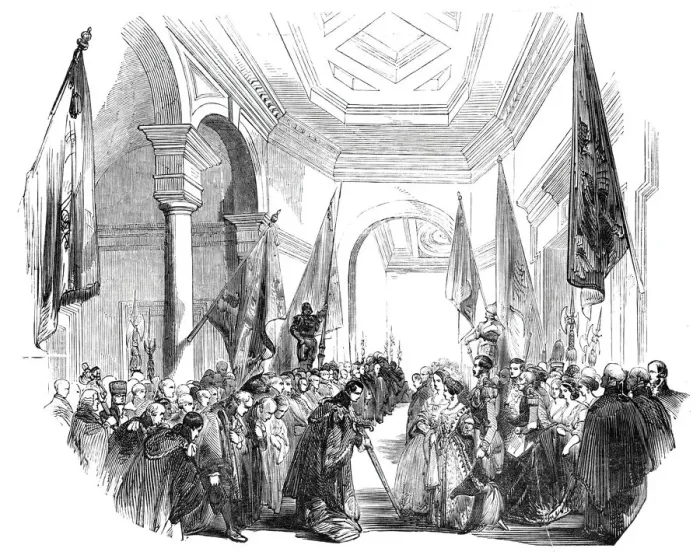Framed Print : The Grand Vestibule - departure of Her Majesty, 1844. Creator: Unknown Framed Print : The Grand Vestibule - departure of Her Majesty, 1844. Creator: Unknown