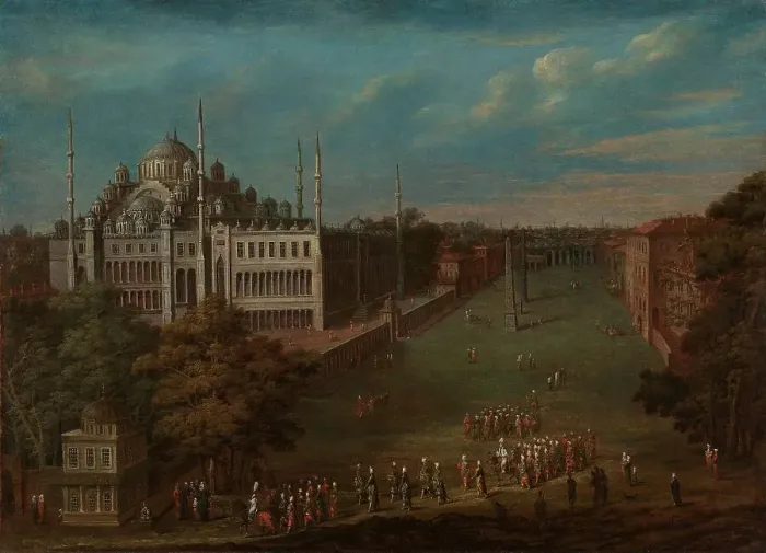 Framed Print : The Grand Vizier Crossing the Atmeydani (Horse Square), 1720-1737. Creator: Jean Baptiste Vanmour Framed Print : The Grand Vizier Crossing the Atmeydani (Horse Square), 1720-1737. Creator: Jean Baptiste Vanmour
