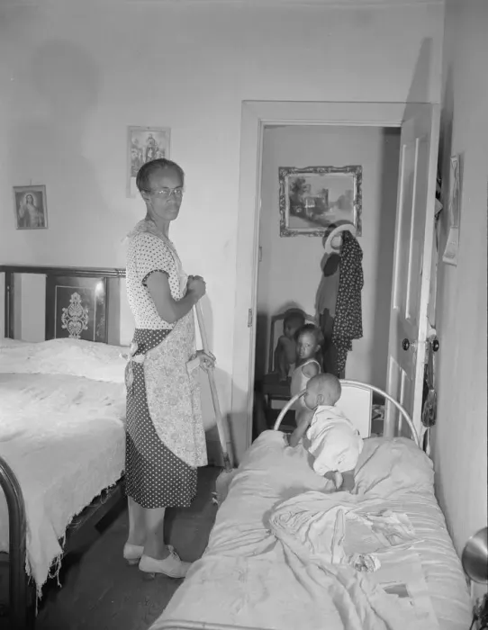 Framed Print : Grandchild of Mrs. Ella Watson, a government charwoman, taking her... nap, Washington, D.C, 1942. Creator: Gordon Parks Framed Print : Grandchild of Mrs. Ella Watson, a government charwoman, taking her... nap, Washington, D.C, 1942. Creator: Gordon Parks