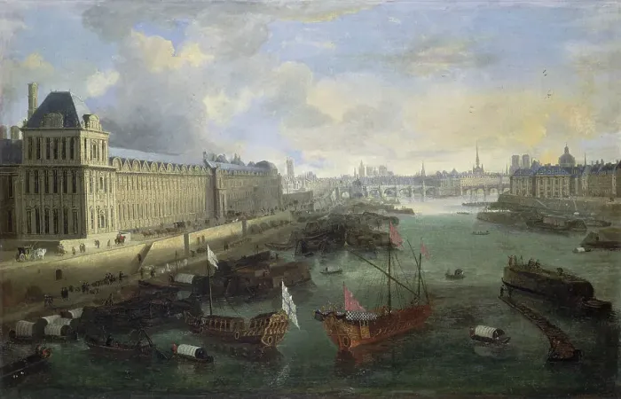Framed Print : Grande Galerie of the Louvre, Pont-Neuf, the Cité, Collège des Quatres-Nations, around 1670... Creator: Unknown Framed Print : Grande Galerie of the Louvre, Pont-Neuf, the Cité, Collège des Quatres-Nations, around 1670... Creator: Unknown