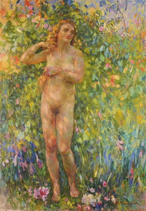 Framed Print : Grande nudo, before 1924. Creator: Nomellini, Plinio (1866-1943) Framed Print : Grande nudo, before 1924. Creator: Nomellini, Plinio (1866-1943)