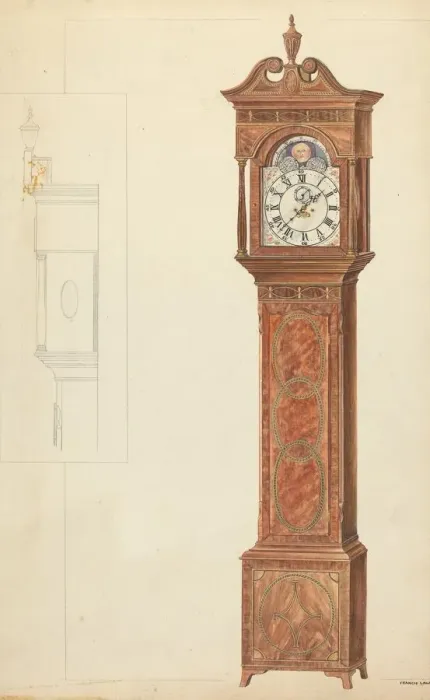Framed Print : Grandfather Clock, c. 1935. Creator: Francis Law Durand