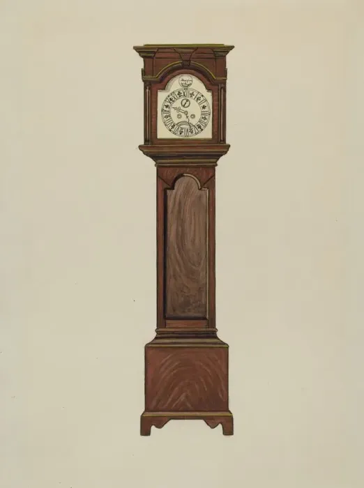 Framed Print : Grandfather Clock, c. 1936. Creator: Ernest A Towers Jr Framed Print : Grandfather Clock, c. 1936. Creator: Ernest A Towers Jr