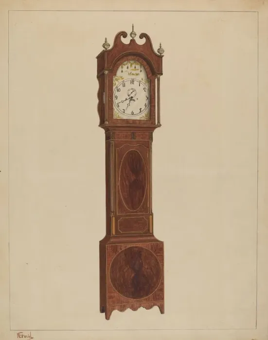 Framed Print : Grandfather Clock, c. 1937. Creator: Nicholas Gorid Framed Print : Grandfather Clock, c. 1937. Creator: Nicholas Gorid