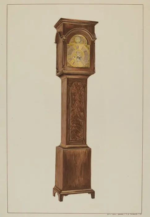 Framed Print : Grandfather Clock, c. 1938. Creator: Ernest A Towers Jr Framed Print : Grandfather Clock, c. 1938. Creator: Ernest A Towers Jr