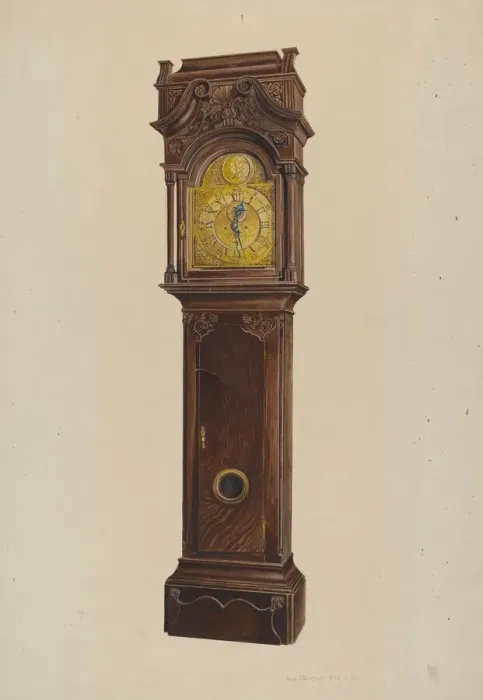 Framed Print : Grandfather Clock, c. 1939. Creator: Amos C. Brinton Framed Print : Grandfather Clock, c. 1939. Creator: Amos C. Brinton