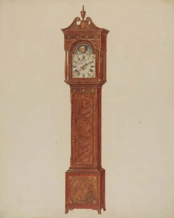 Framed Print : Grandfather Clock (Timepiece), c. 1937. Creator: Francis Law Durand Framed Print : Grandfather Clock (Timepiece), c. 1937. Creator: Francis Law Durand