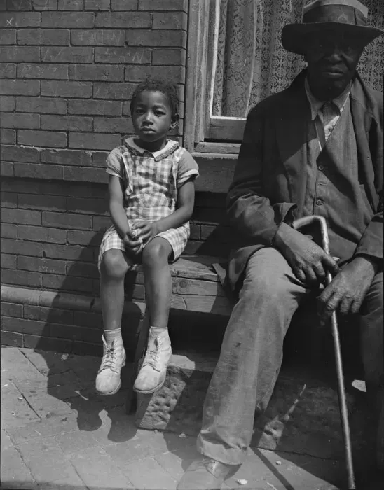 Framed Print : Grandfather and grandchild who live on Seaton Road, Washington, D. C, 1942. Creator: Gordon Parks Framed Print : Grandfather and grandchild who live on Seaton Road, Washington, D. C, 1942. Creator: Gordon Parks
