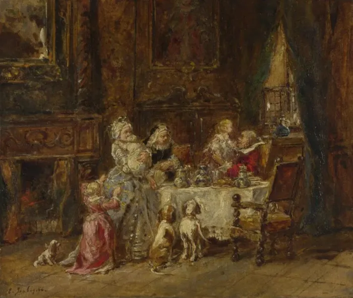 Framed Print : Grandfathers Birthday, 1866. Artist: Isabey, Louis Gabriel Eugene (1803-1886) Framed Print : Grandfathers Birthday, 1866. Artist: Isabey, Louis Gabriel Eugene (1803-1886)