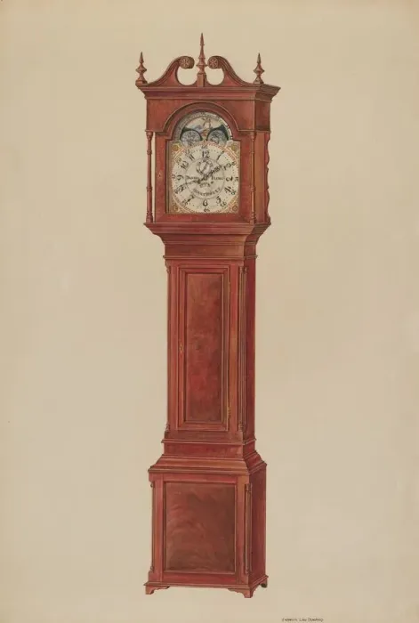 Framed Print : Grandfathers Clock, c. 1937. Creator: Francis Law Durand Framed Print : Grandfathers Clock, c. 1937. Creator: Francis Law Durand