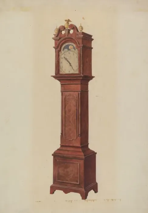 Framed Print : Grandfathers Clock, c. 1942. Creator: Ralph Morton Framed Print : Grandfathers Clock, c. 1942. Creator: Ralph Morton