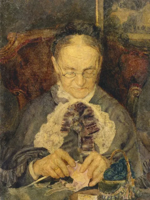 Framed Print : Grandma Knorre knitting, 1883. Artist: Vrubel, Mikhail Alexandrovich (1856-1910) Framed Print : Grandma Knorre knitting, 1883. Artist: Vrubel, Mikhail Alexandrovich (1856-1910)