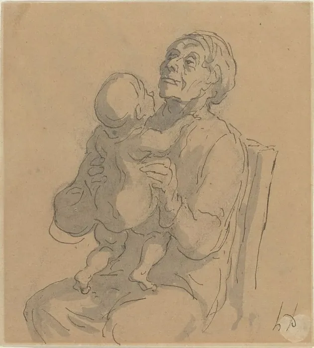 Framed Print : The Grandmother. Creator: Honore Daumier Framed Print : The Grandmother. Creator: Honore Daumier
