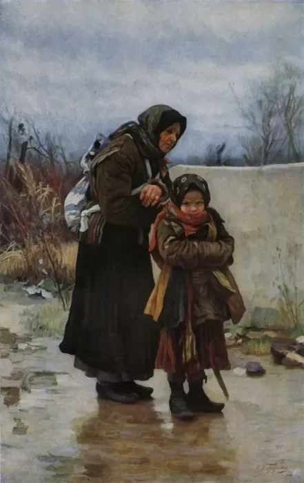 Framed Print : Grandmother and Grandchild, 1880s, (1965). Creator: Ivan Ivanovic Tvoroznikov Framed Print : Grandmother and Grandchild, 1880s, (1965). Creator: Ivan Ivanovic Tvoroznikov