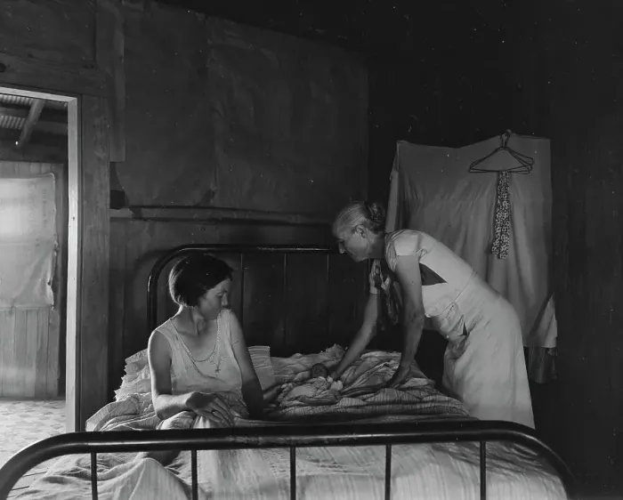 Framed Print : Grandmother, mother, and new born baby of a sharecropper family near Cleveland, Mississippi, 1937. Creator: Dorothea Lange Framed Print : Grandmother, mother, and new born baby of a sharecropper family near Cleveland, Mississippi, 1937. Creator: Dorothea Lange