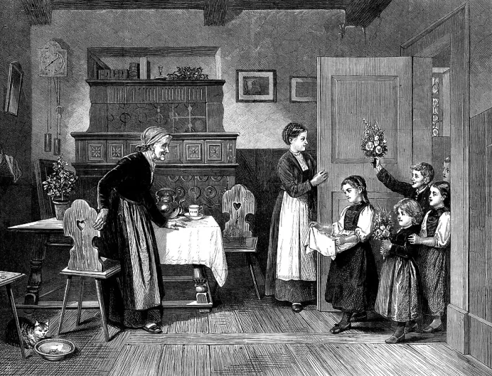 Framed Print : Grandmother's Birthday, by Salentin, from a photograph by the Berlin Photographic Company, 1873. Creator: Unknown. Grandmother's Birthday, by Salentin, from a photograph by the Berlin Photographic Company, 1873 Framed Print : Grandmother's Birthday, by Salentin, from a photograph by the Berlin Photographic Company, 1873. Creator: Unknown. Grandmother's Birthday, by Salentin, from a photograph by the Berlin Photographic Company, 1873
