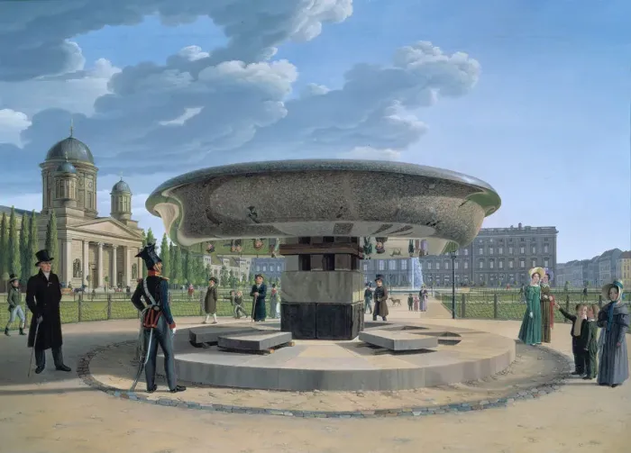 Framed Print : The Granite Dish in the Berlin Lustgarten, 1831. Artist: Hummel, Johann Erdmann (1769-1852) Framed Print : The Granite Dish in the Berlin Lustgarten, 1831. Artist: Hummel, Johann Erdmann (1769-1852)