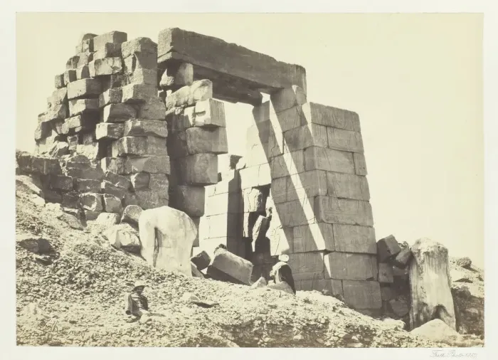Framed Print : The Granite Pylon, Thebes, 1857. Creator: Francis Frith Framed Print : The Granite Pylon, Thebes, 1857. Creator: Francis Frith
