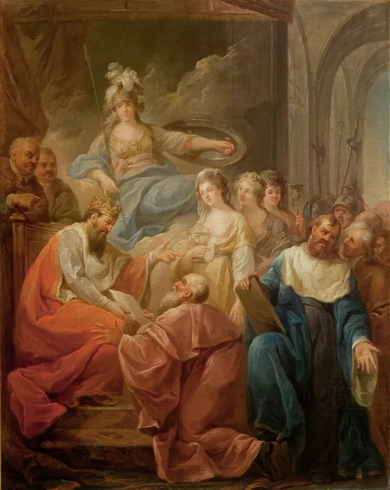 Framed Print : Granting of Privileges to Academy of Krakow, 1796. Creator: Marcello Bacciarelli Framed Print : Granting of Privileges to Academy of Krakow, 1796. Creator: Marcello Bacciarelli
