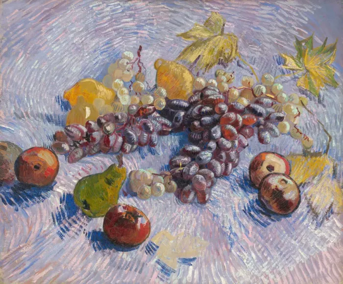 Framed Print : Grapes, Lemons, Pears, and Apples, 1887. Creator: Vincent van Gogh Framed Print : Grapes, Lemons, Pears, and Apples, 1887. Creator: Vincent van Gogh