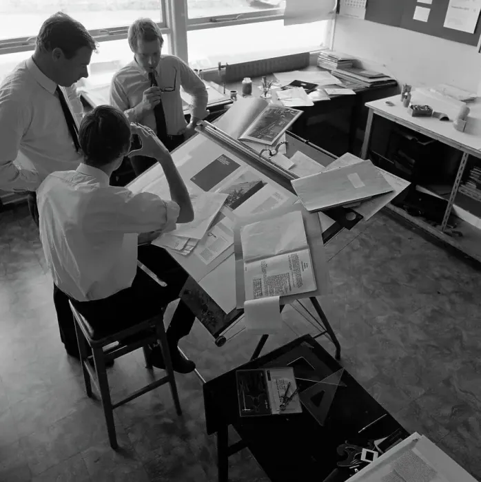 Framed Print : Graphic designers at work, Mexborough, South Yorkshire, 1968. Artist: Michael Walters Framed Print : Graphic designers at work, Mexborough, South Yorkshire, 1968. Artist: Michael Walters