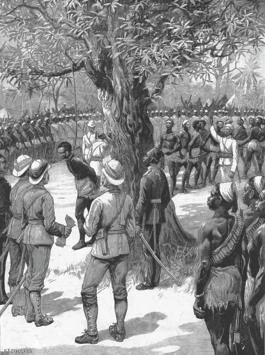 Framed Print : The Graphic Stanley Number; Execution of a Soudanese Mutineer at Mazamboni's, Albert Nyanza, 1890 Creator: Unknown Framed Print : The Graphic Stanley Number; Execution of a Soudanese Mutineer at Mazamboni's, Albert Nyanza, 1890 Creator: Unknown