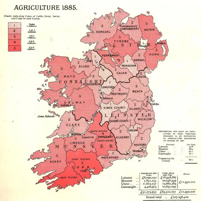 Framed Print : The Graphic Statistical Maps of Ireland; Agriculture 1885, 1886. Creator: Unknown Framed Print : The Graphic Statistical Maps of Ireland; Agriculture 1885, 1886. Creator: Unknown