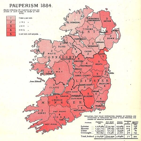 The Graphic Statistical Maps of Ireland; Pauperism 1884, 1886. Creator: Unknown