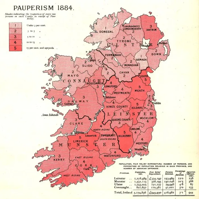 Framed Print : The Graphic Statistical Maps of Ireland; Pauperism 1884, 1886. Creator: Unknown Framed Print : The Graphic Statistical Maps of Ireland; Pauperism 1884, 1886. Creator: Unknown