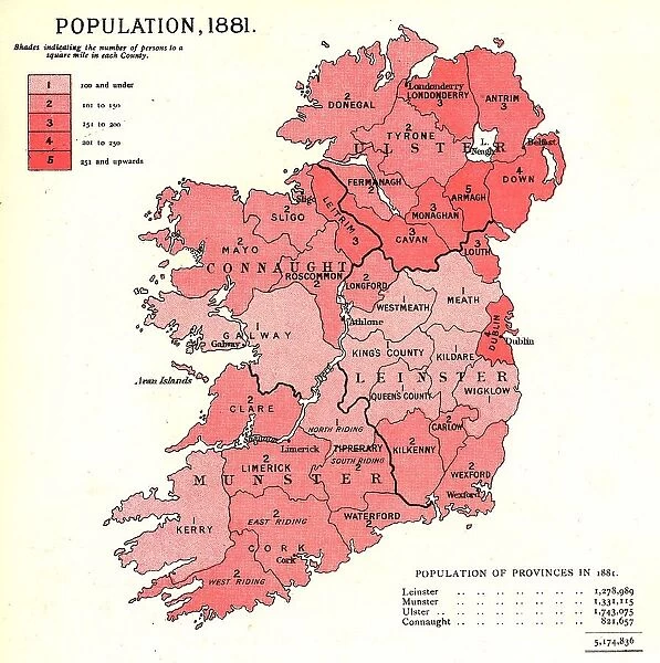 The Graphic Statistical Maps of Ireland; Population 1881, 1886. Creator: Unknown