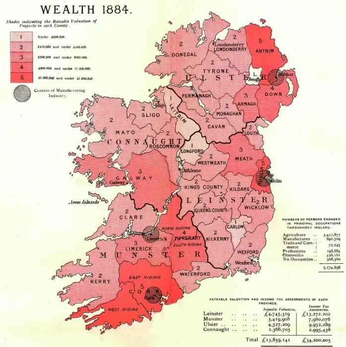 Framed Print : The Graphic Statistical Maps of Ireland; Wealth 1884, 1886. Creator: Unknown Framed Print : The Graphic Statistical Maps of Ireland; Wealth 1884, 1886. Creator: Unknown