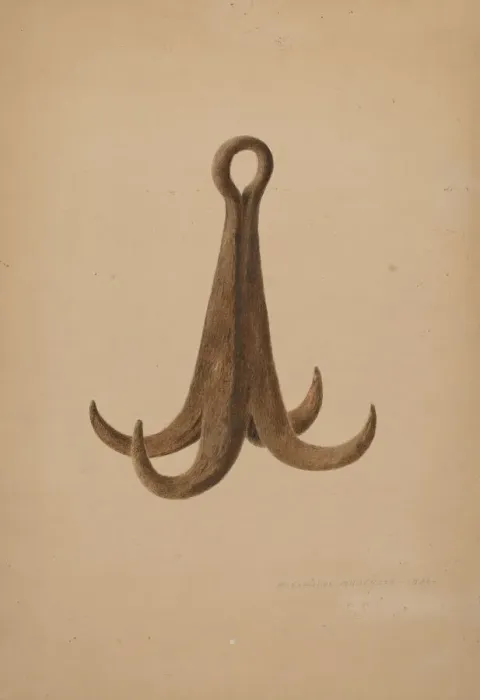 Framed Print : Grappling Hooks, 1940. Creator: Alexander Anderson Framed Print : Grappling Hooks, 1940. Creator: Alexander Anderson