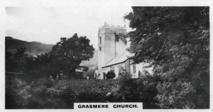 Framed Print : Grasmere Church, Wordsworths burial place, Cumbria, c1920s Framed Print : Grasmere Church, Wordsworths burial place, Cumbria, c1920s