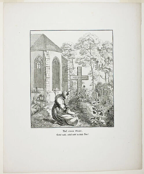 On a Grave, plate nine from Zehn Blätter zu Hebels Alemannischen Gedichten, 1820. Creator: Sophie Reinhard