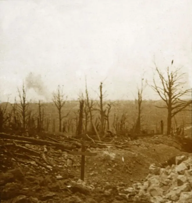 Framed Print : Graves and bombardment, Fleury, France, c1914-c1918 Framed Print : Graves and bombardment, Fleury, France, c1914-c1918