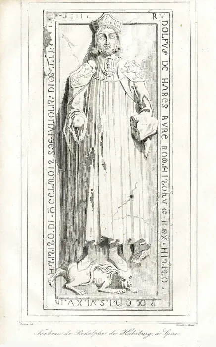 Framed Print : Gravestone of King Rudolf of Habsburg (1218-1291) in Speyer Cathedral. Creator: Vernier, Emile Louis (1829-1887) Framed Print : Gravestone of King Rudolf of Habsburg (1218-1291) in Speyer Cathedral. Creator: Vernier, Emile Louis (1829-1887)