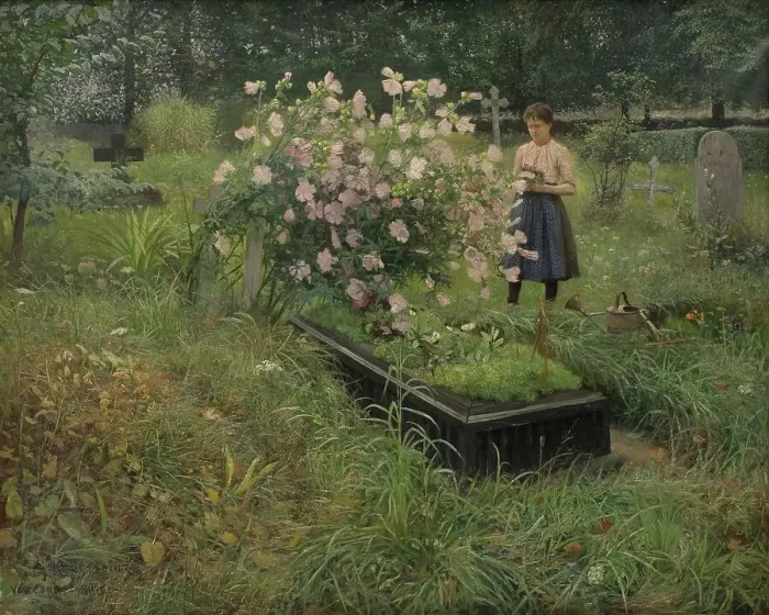 Framed Print : Graveyard Scene, 1890. Creator: Gottfrid Kallstenius Framed Print : Graveyard Scene, 1890. Creator: Gottfrid Kallstenius