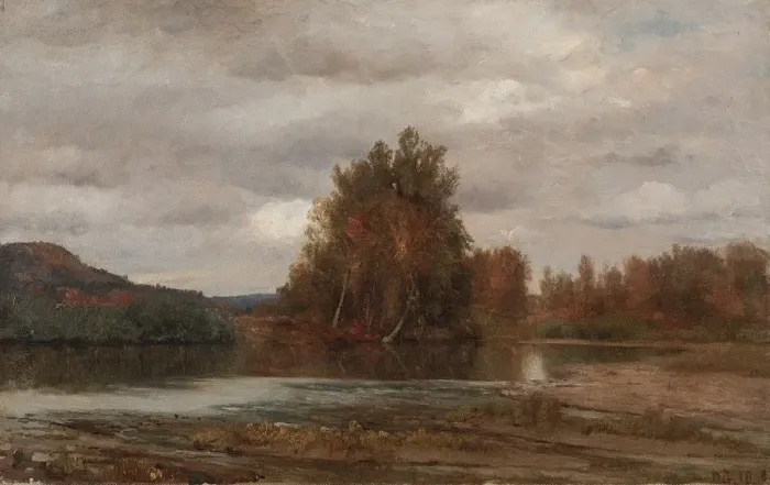 Framed Print : Gray Day on the Esopus, 1882. Creator: Jasper F. Cropsey (American, 1823-1900) Framed Print : Gray Day on the Esopus, 1882. Creator: Jasper F. Cropsey (American, 1823-1900)